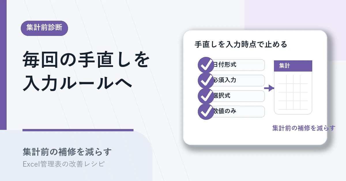 集計前の毎回の手直しを入力ルール化するアイキャッチ