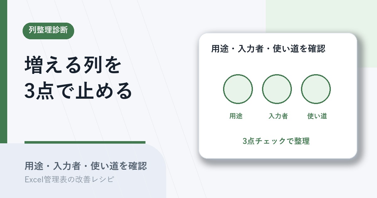 増え続ける列を用途・入力者・使い道で整理するアイキャッチ