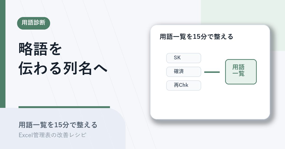 伝わらない略語を分かる列名と用語一覧へ整えるアイキャッチ
