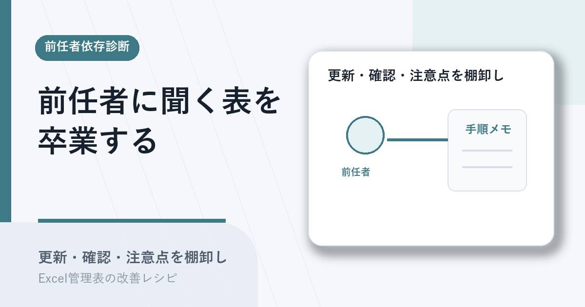 前任者に聞かないと使えない管理表の手順を棚卸しするアイキャッチ