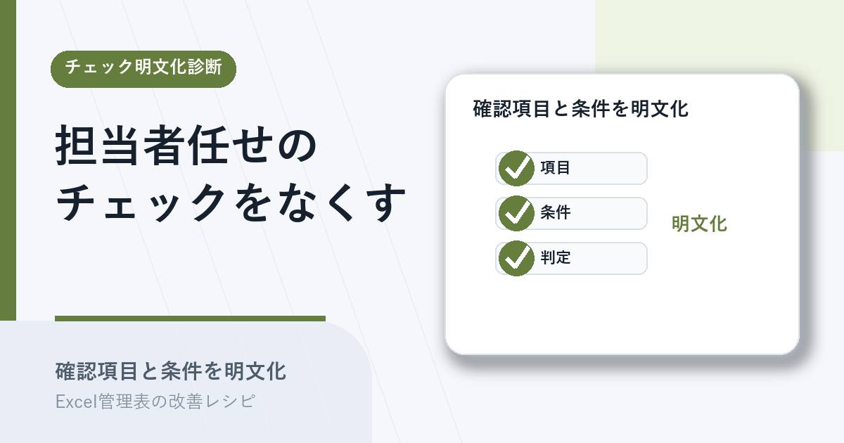 担当者任せのチェックを確認項目と条件で明文化するアイキャッチ
