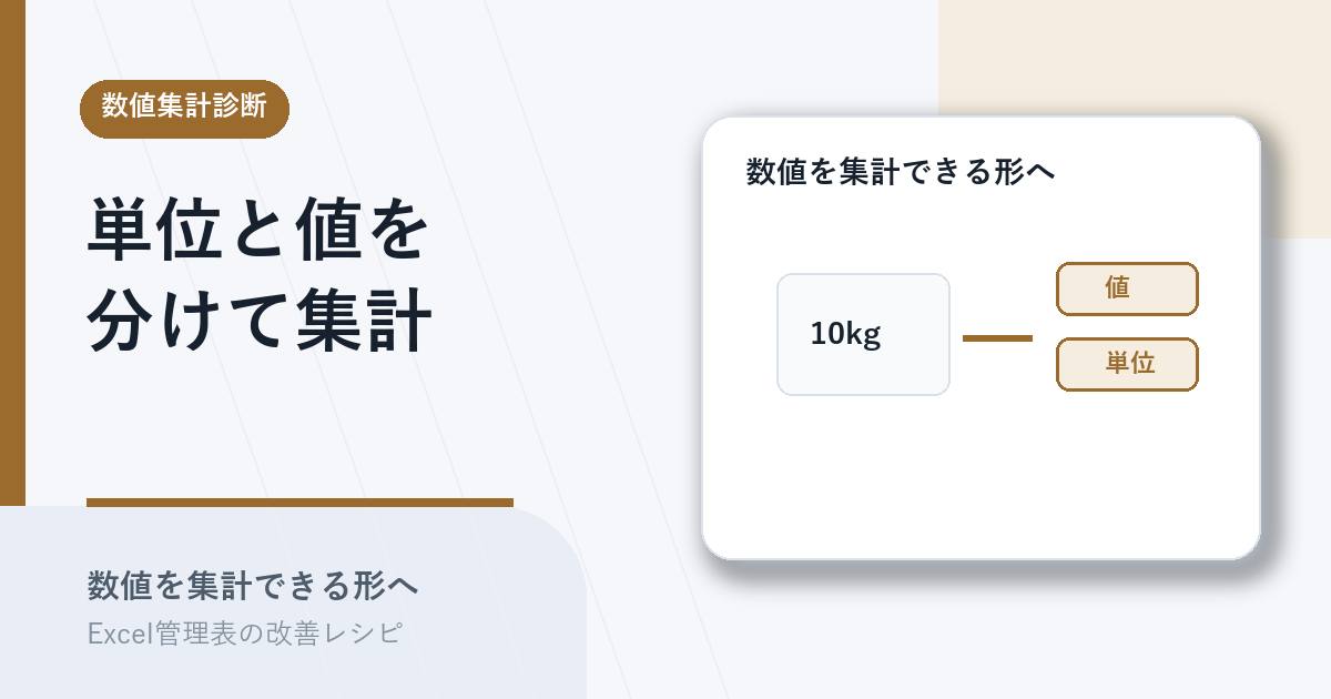単位列と値列を分けて数値を集計できる形にするアイキャッチ