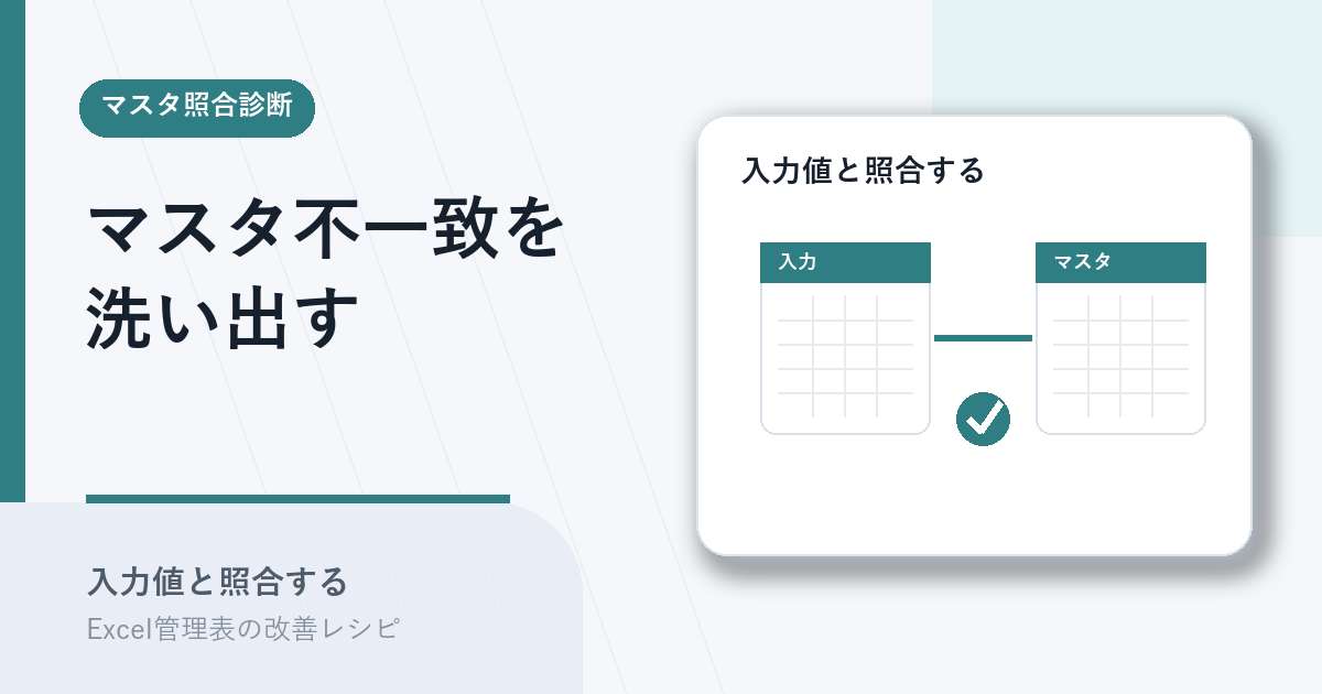 マスタと入力値の不一致を照合で洗い出すアイキャッチ