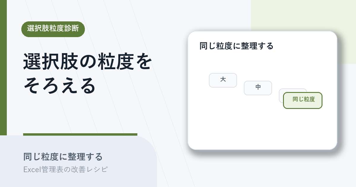 選択肢の粒度を同じ粒度に整理するアイキャッチ