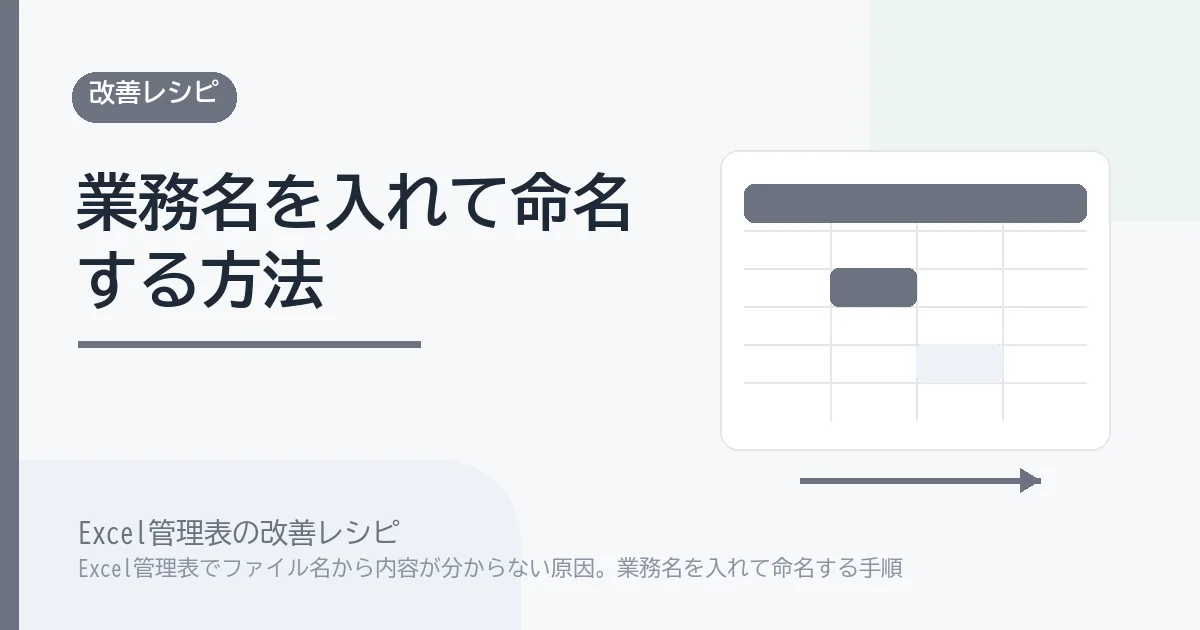 Excel管理表でファイル名から内容が分からない原因。業務名を入れて命名する手順のアイキャッチ画像