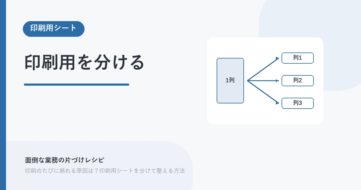 印刷用を分ける。印刷用シート を示す図解つきのアイキャッチ。